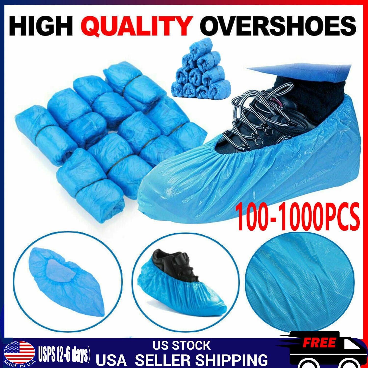 100-2000 Packs Shoe Covers Disposable Non Slip Premium Waterproof for Home Hotel