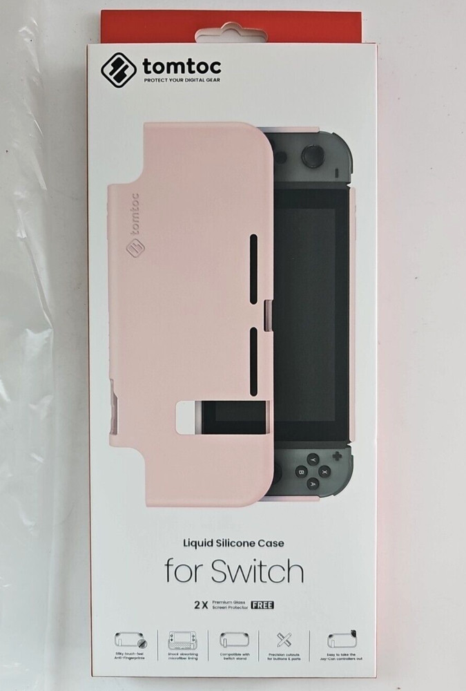 Tomtoc for Nintendo Switch Case Protective Silicone & 2 Screen Protector Pink