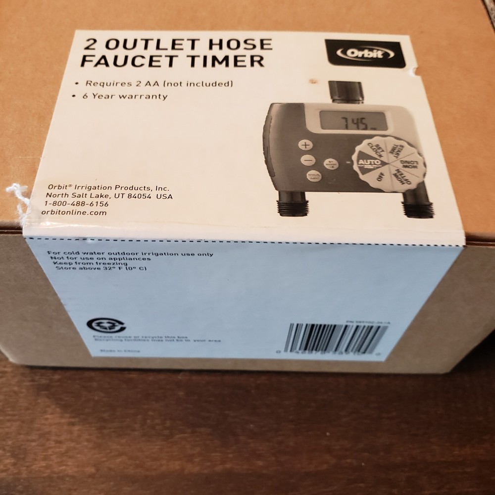 Orbit 58910 Programmable Hose Faucet Timer, 2 Outlet, Green