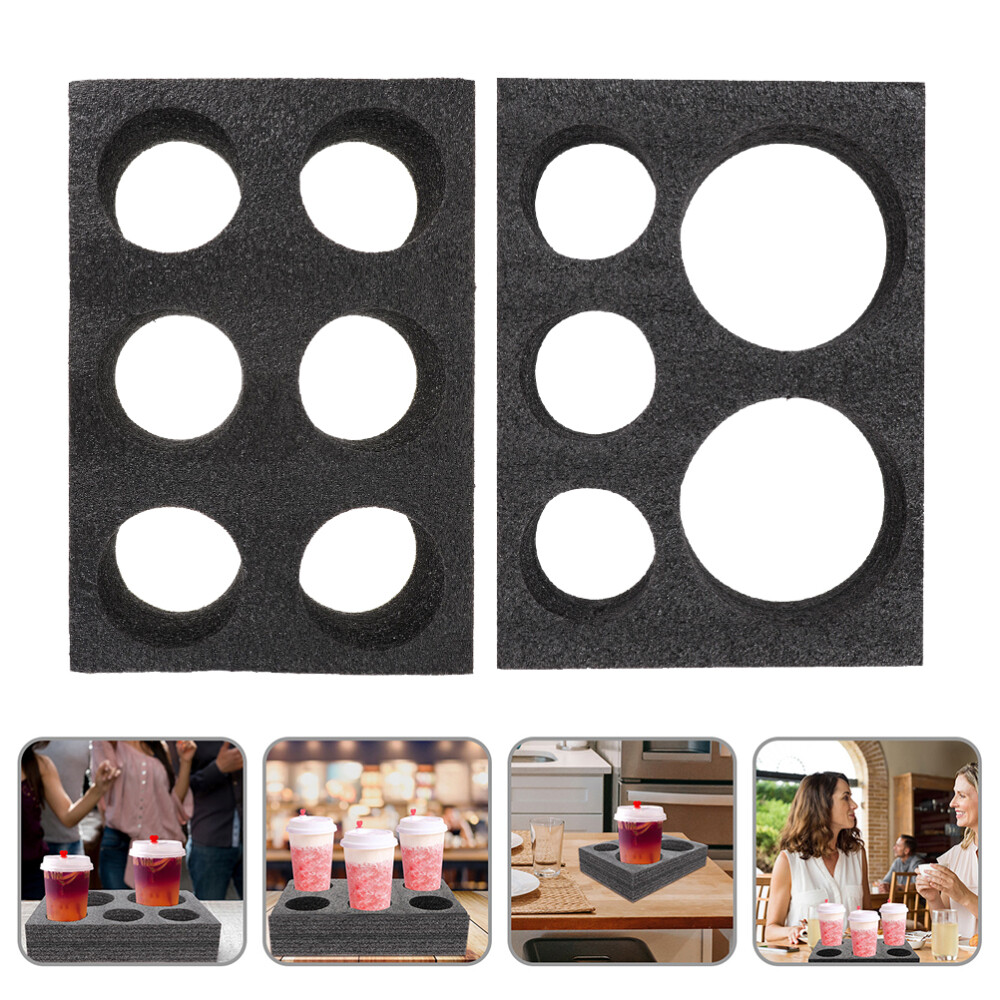 2PCS Cup Holder Compostable Cup Holder Takeout Packaging Cup Holders Black
