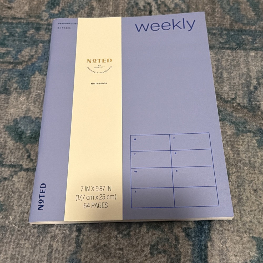 Noted by Post it Navy Blue Lined Weekly Notebook 64 Pages