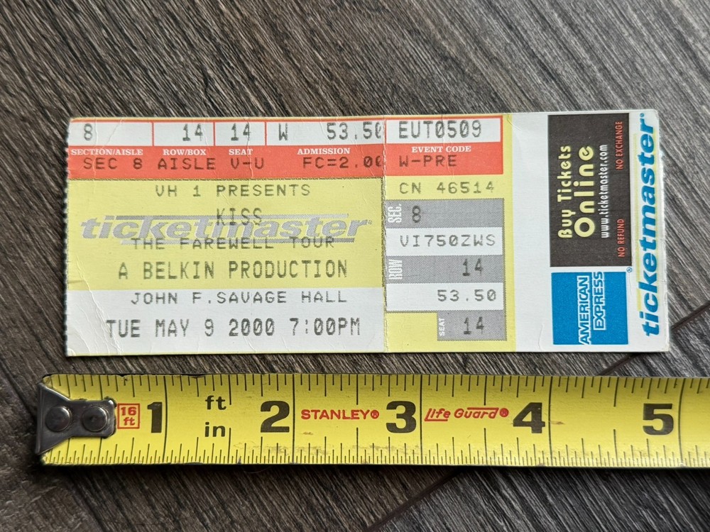 KISS Ticket Stub Farewell Tour Toledo Ohio May 9 2000 Concert Vintage Kiss