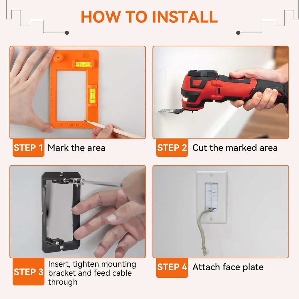 Low Voltage Mounting Bracket Template, Horizontal or Vertical Mounting Templa