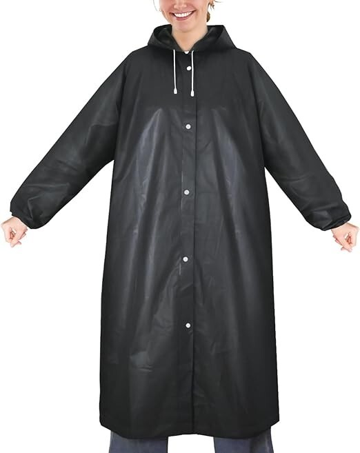 2 PACK EVA Rain Poncho, Reusable Rain Ponchos for Adults,Unisex Rain Coat w Hood