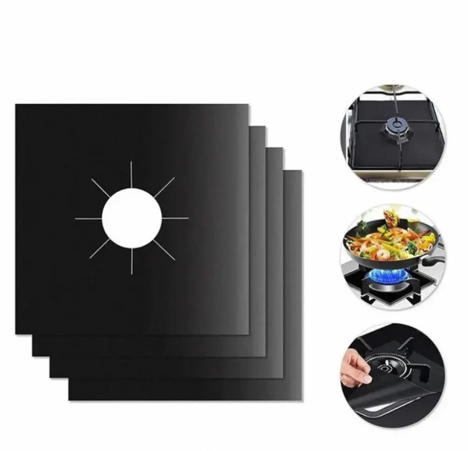 4pcs Gas Stove Protector Pads – Reusable Non-Stick Liner for Kitchen Cookware