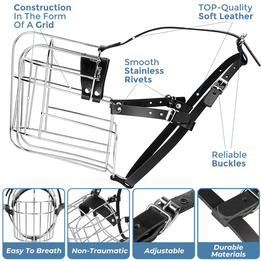 Large Dog Muzzle Metal Basket Anti Bite Barking Training