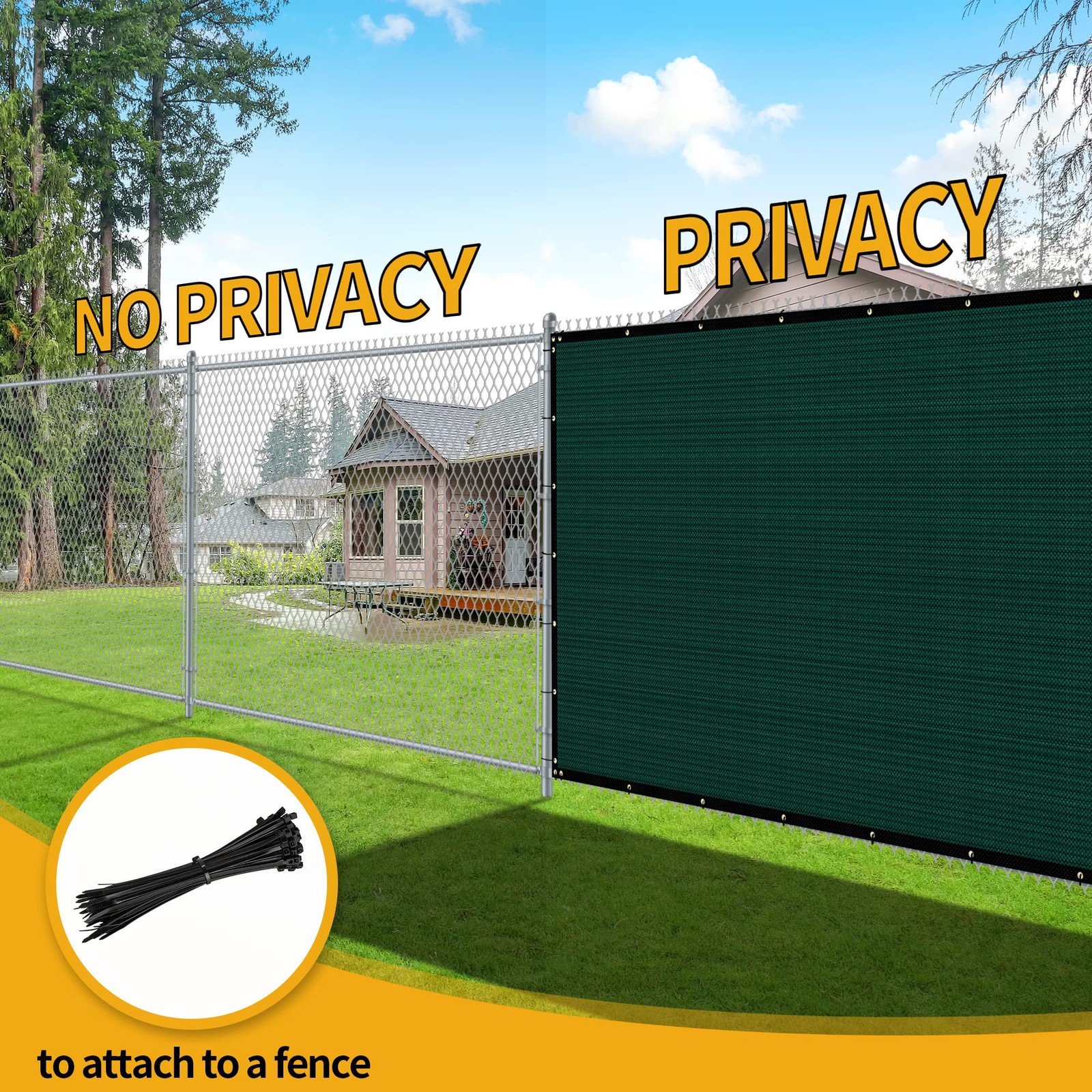 Privacy Fence – 6' x 50' Heavy Duty Privacy Screen with Bindings & Brass Grom...