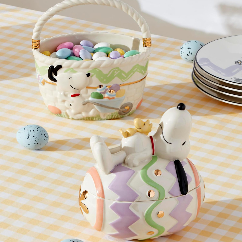 Lenox 895685 Peanuts Easter Snoopy Covered Candy Dish, Spring Serveware