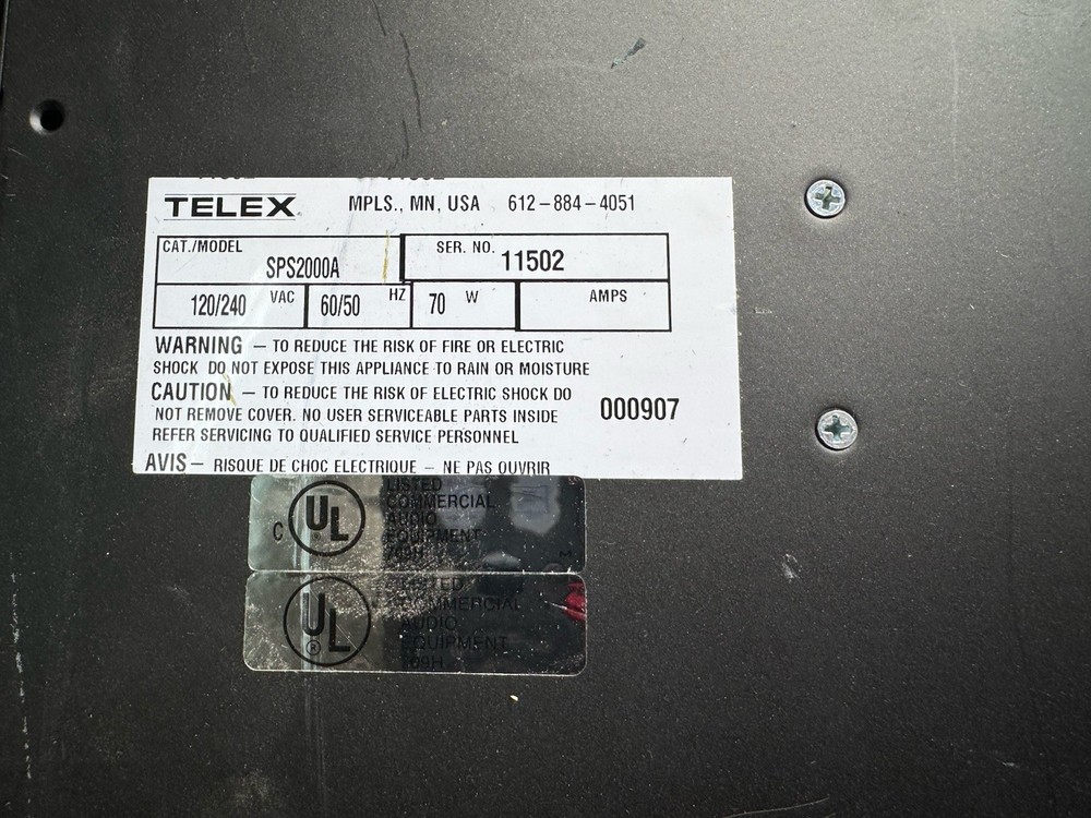 Telex Audiocom SPS2000A & US2000A Intercom Console