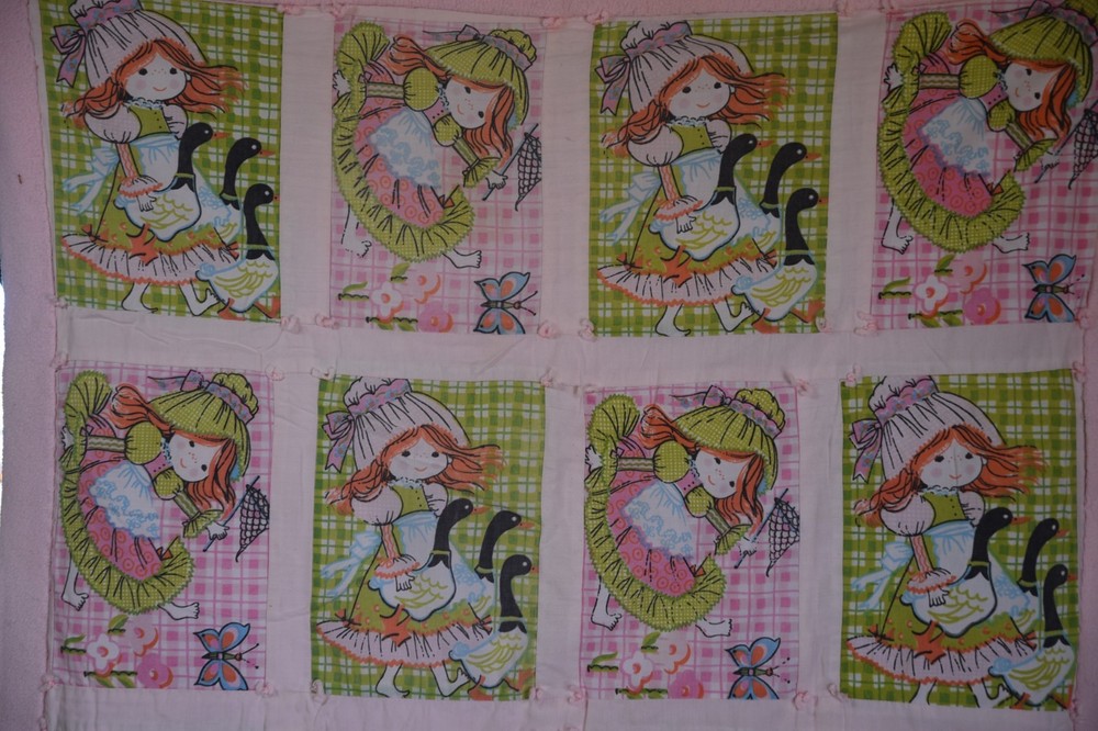 Vintage Katie's Patchwork Sears Crib Blanket Throw Retro Children's Quick Quilt