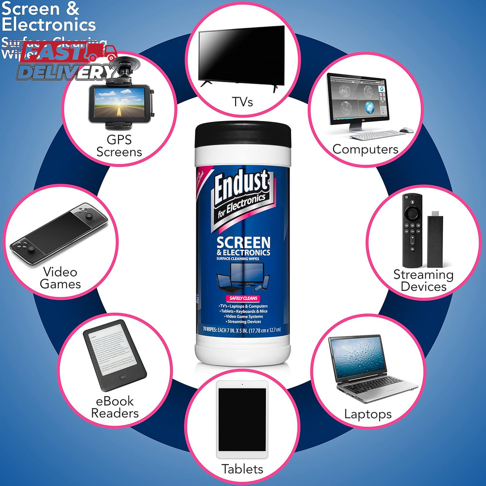 Endust for Electronics; Screen & Surface Cleaning Wipes, Great LCD and Plasma Wi