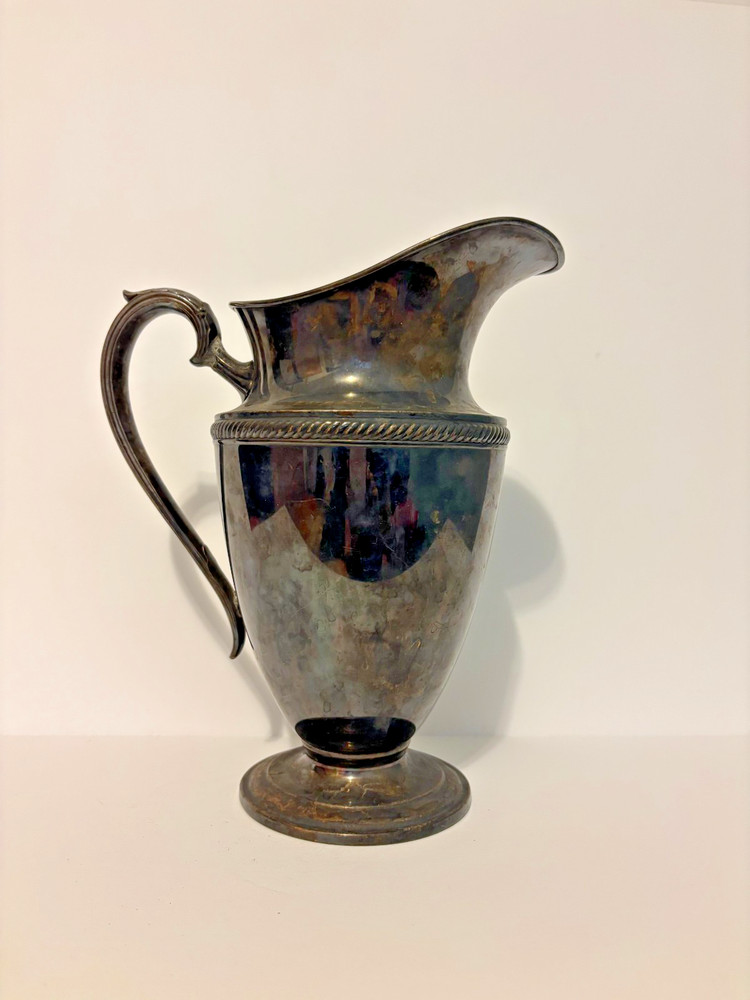 Castleton International Silver Pitcher #685 Braided Pattern or Vase with Patina