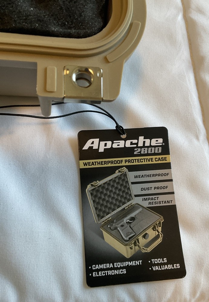 Apache 2800 Weatherproof Protective Case. TAN. NWT. Pistol. Camera Etc…