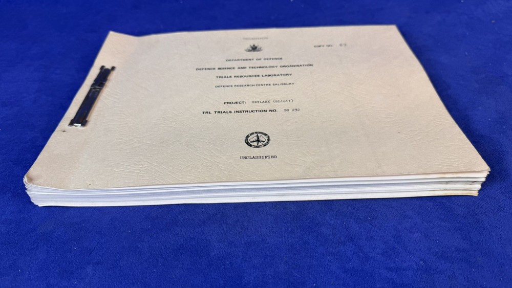 British Defence Skylark SL1611 TRL Trials Instruction BS232 Document