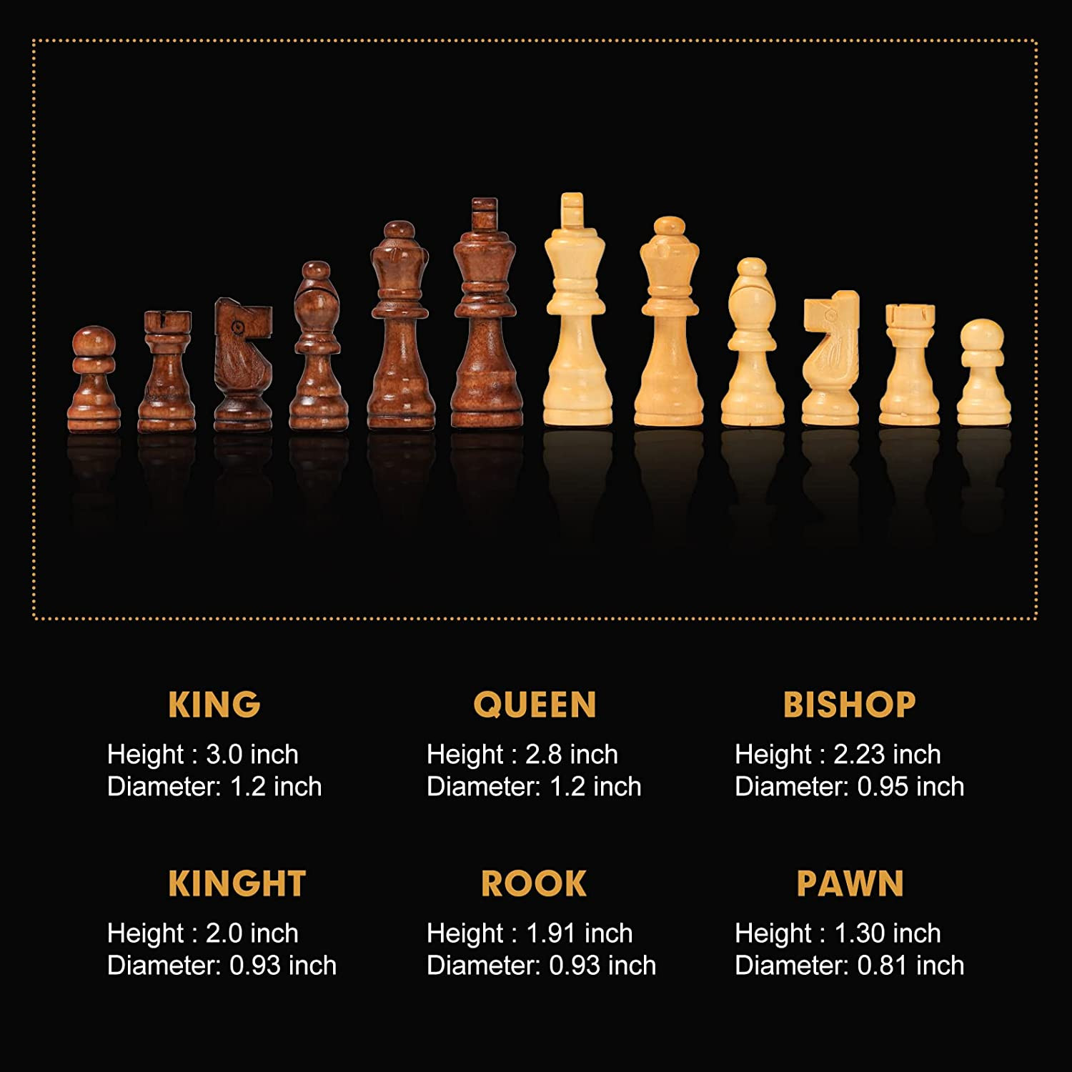 15" x 15" Magnetic Wooden Folding Chess Set with 2 Extra Queens, Handmade Game B