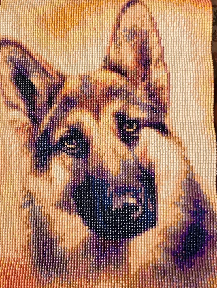 Completed Diamond Art  German Shepherd Dog.