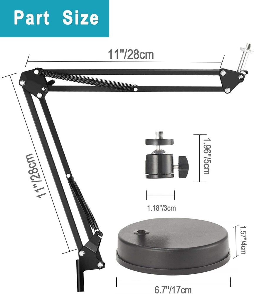 Compact 22" Camera Arm Stand for Action Camera, Ring Light
