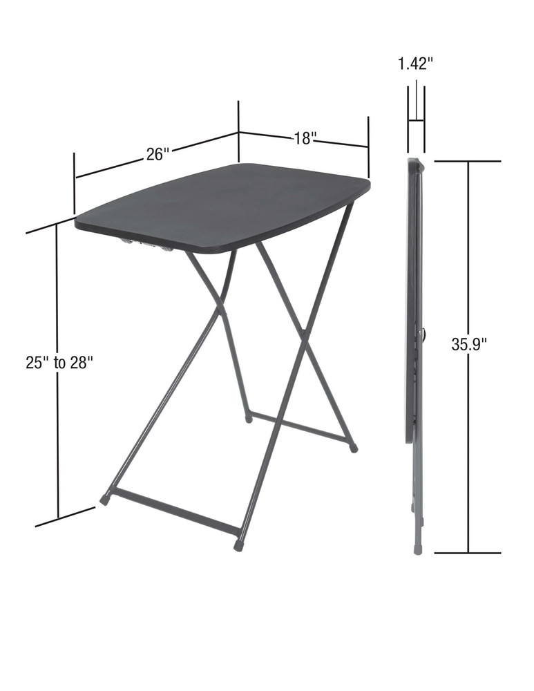26" Adjustable Height Personal Folding Table, Black