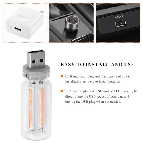 USB LED Car Interior Atmosphere Light, Plug-in USB Interface Ambient Purple