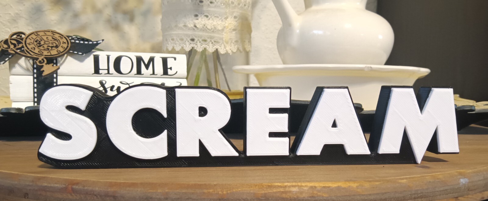 Scream 3D Logo Sign Display Horror Movie Wall Desk Shelf Art 8" x 1 1/2" x 3/8