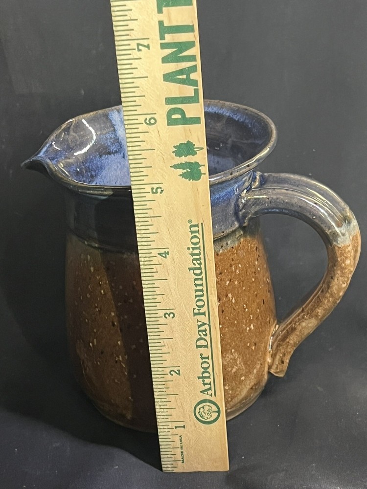 VINTAGE GLAZED STONEWARE POTTERY PITCHER 2014 ROY YODER 4.5”