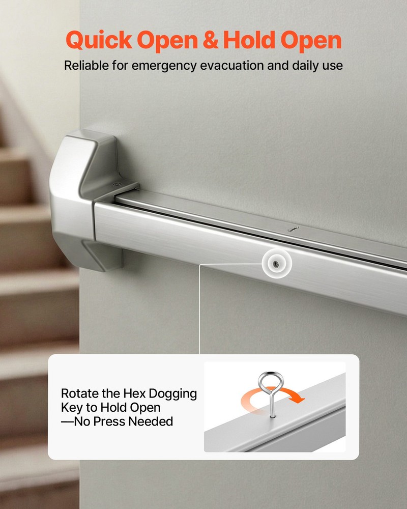 VEVOR Push Bar Panic Exit Device Panic Bar for Exit Doors 31" Dual Locking Bolt
