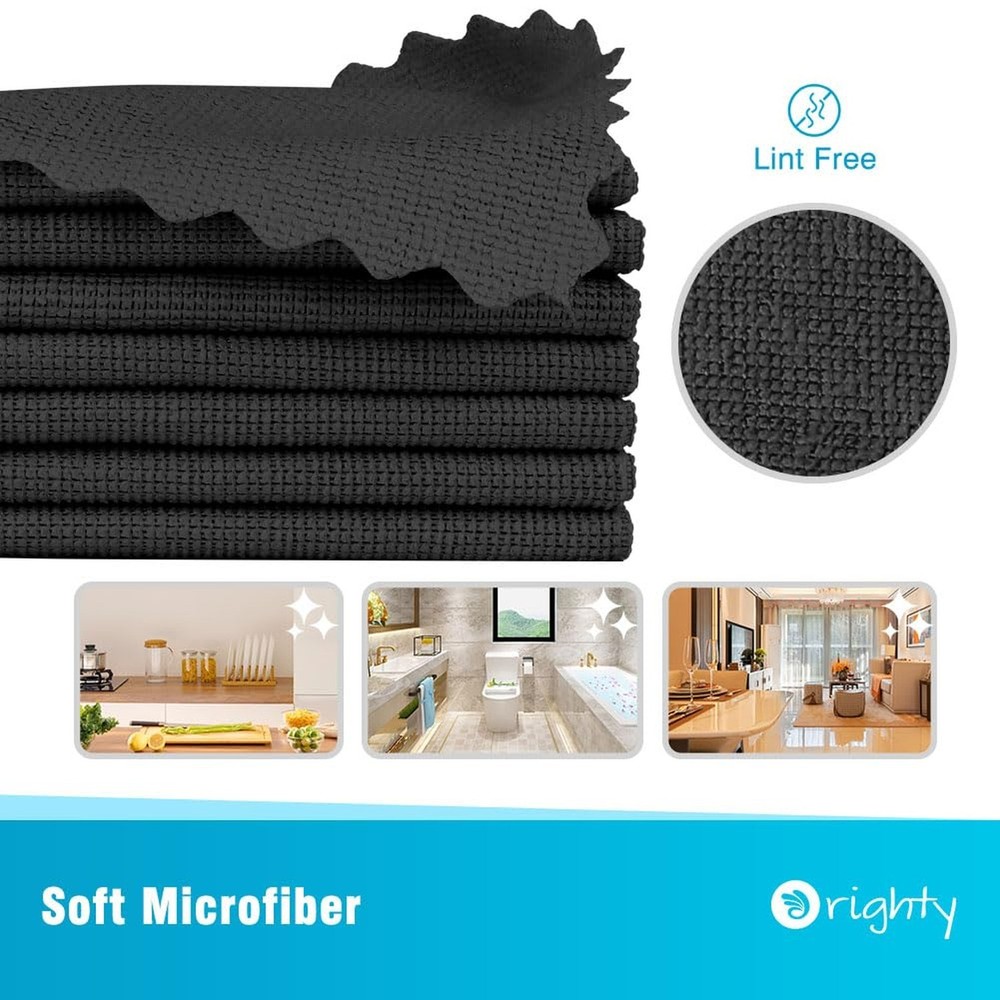 Orighty Black Microfiber Cleaning Cloth, 100 Pack Highly Absorbent Cleaning S...