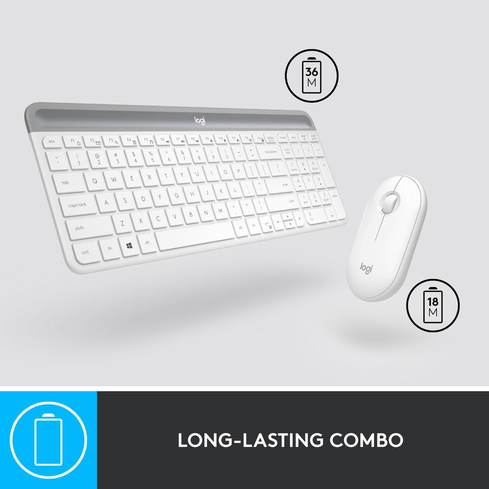 Logitech - MK470 Full-size Wireless Scissor Keyboard and Mouse Bundle for Win...