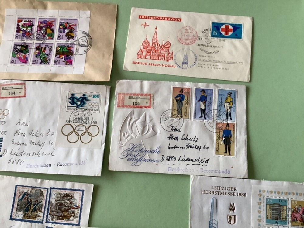 German Democratic Republic postal stamps covers 10 items Ref A1454