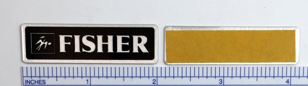 Fisher Speaker Badges Custom Made Aluminum Silver Pair