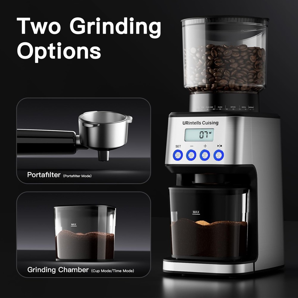 Espresso Grinder, Burr Coffee Grinder with 51 Grind Settings, Precision Timer...