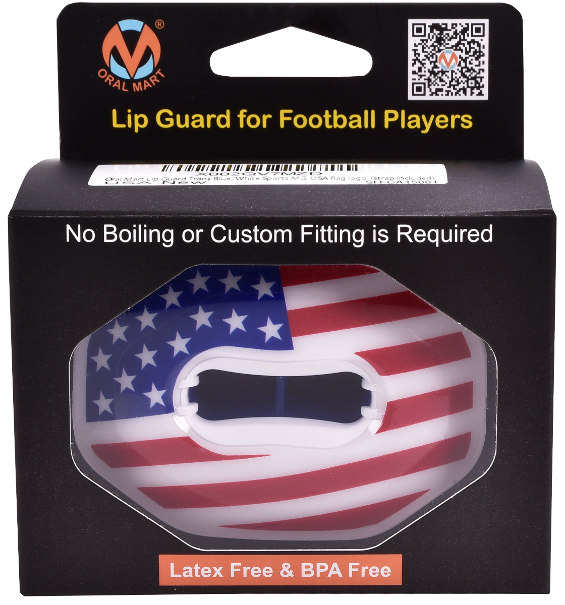 Oral Mart Football Mouth Guard (USA Flag) - Lip Guard Mouthpiece Protector