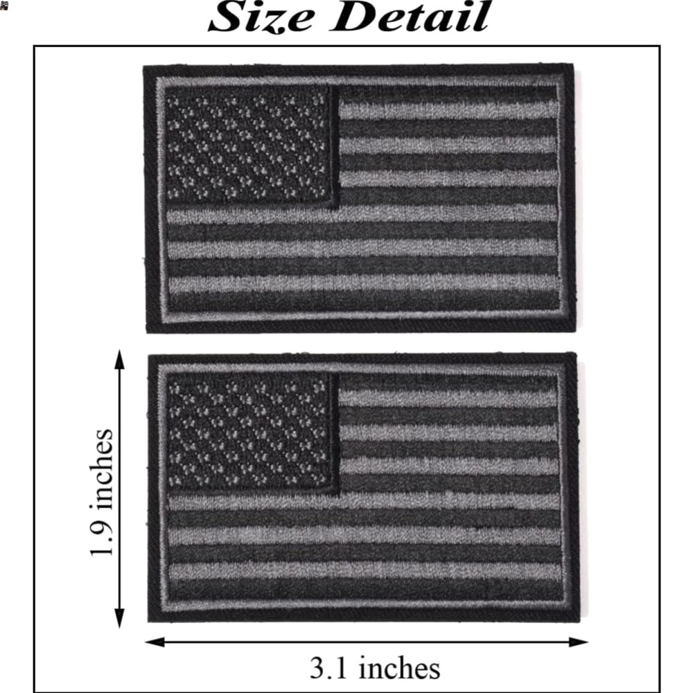 2PCS American Flag Patches, Hook & Loop Tactical Morale Patch Full Embroidery...
