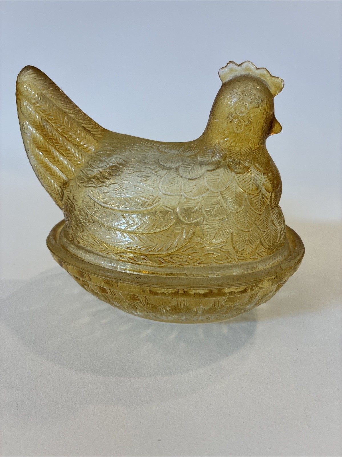 Yellow Hen In Nest Flash Glass As Is
