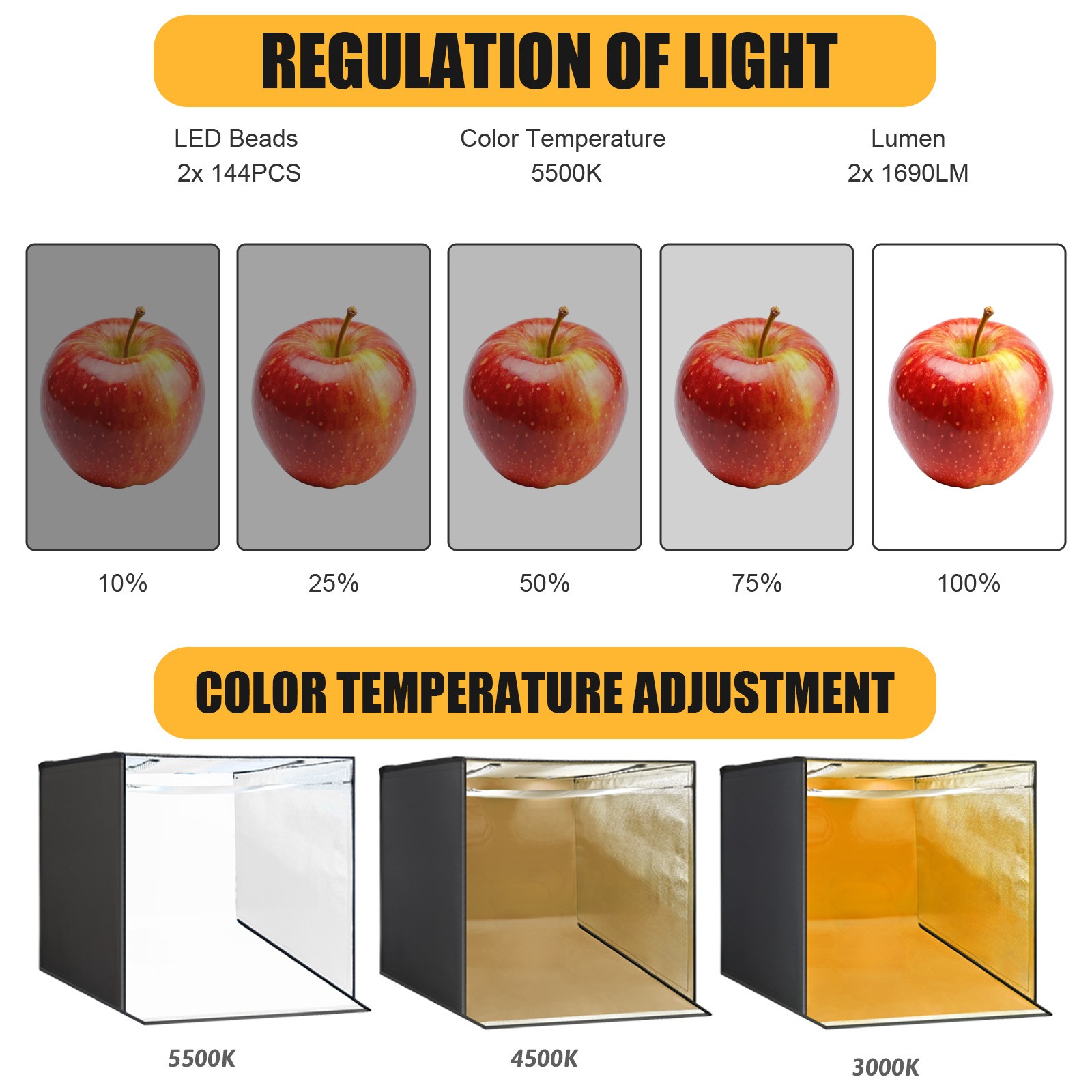 24"x24" Foldable LED Photo Light Box Tent Large Portable Cube Studio Photography