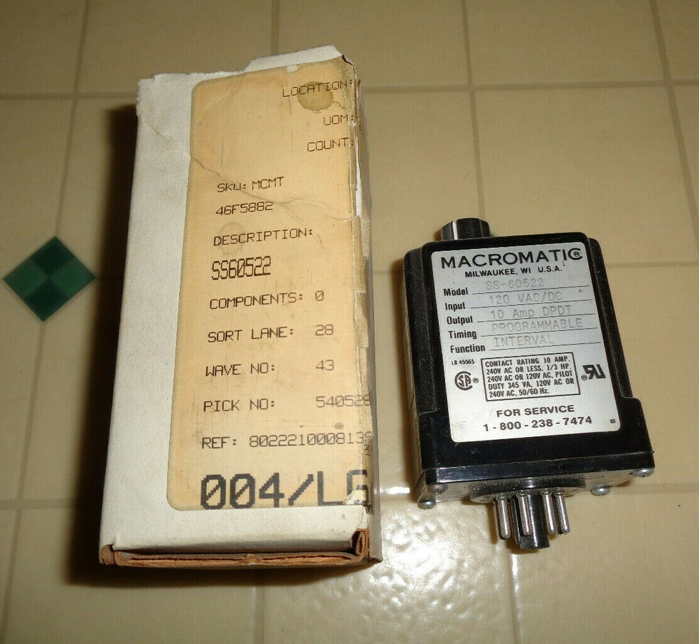 ~MACROMATIC Model SS-60522 Programmable Interval Time Delay Relay ~New in Box~