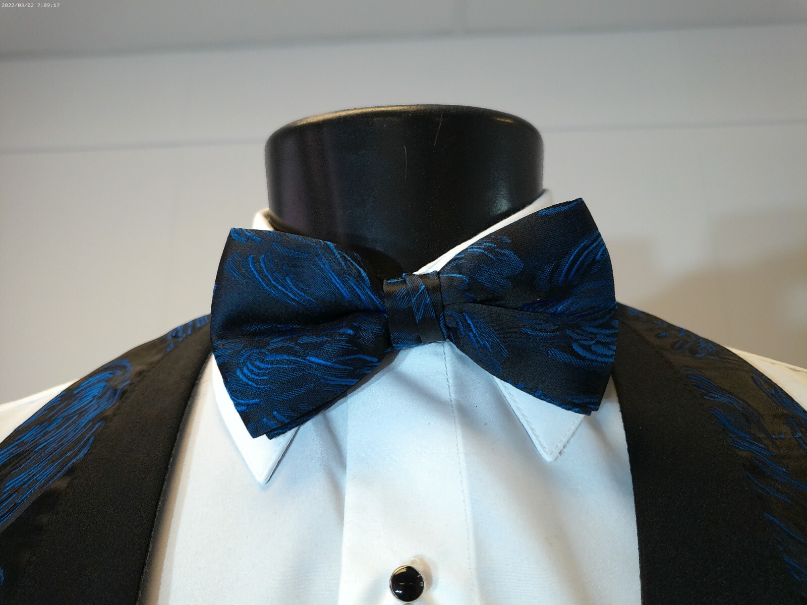 Blue (Feather Brite) Backless Vest w/ Pre Tied Bowtie & Pocket Square