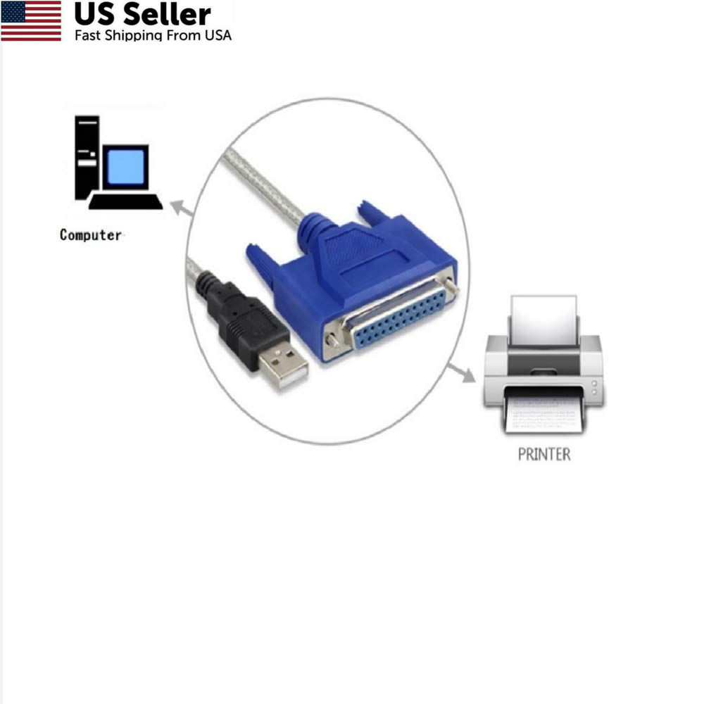 WESAPPINC USB to 25PIN DB25 Parallel Printer Cable Adapter 5Ft, BLUE