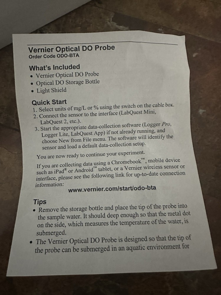 Vernier Optical Dissolved Oxygen Probe (Luminescent DO Sensor) 6 Ft Length