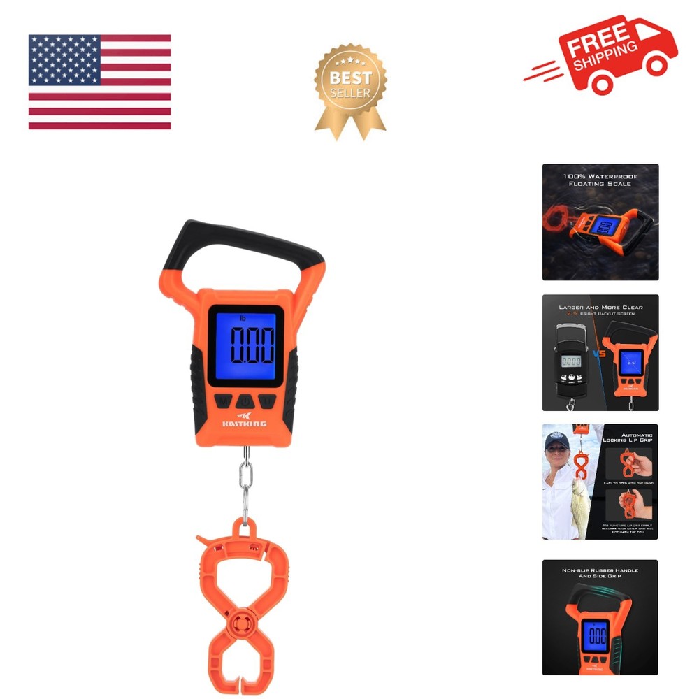 Fish Scale, WideView Floating Waterproof Digital Scale, 2.5” Large LCD Displa...