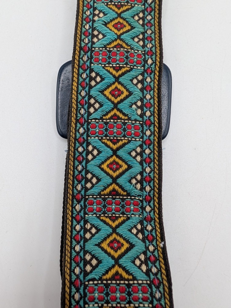 Vintage 70's Camera Neck Strap Woven Pattern Adjustable ~3ft Retro