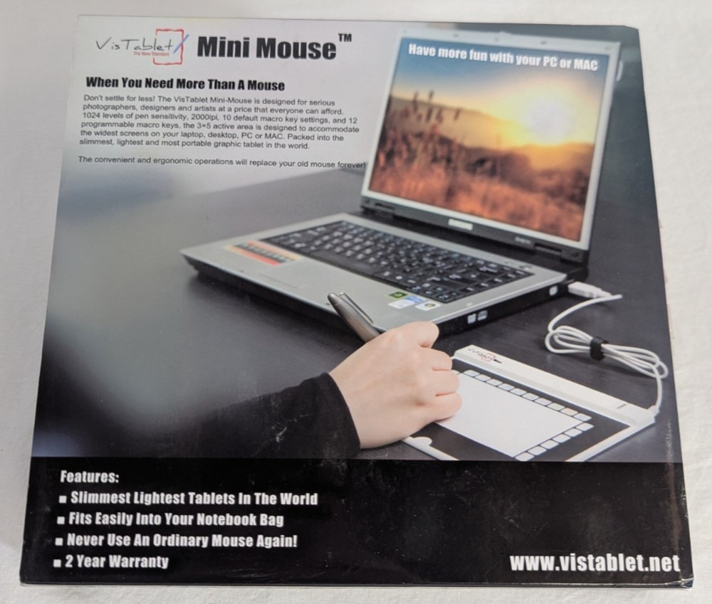 Vis Tablet Mini Graphics Pen Tablet 3x5" Active Area VisTablet Mouse Mac + PC