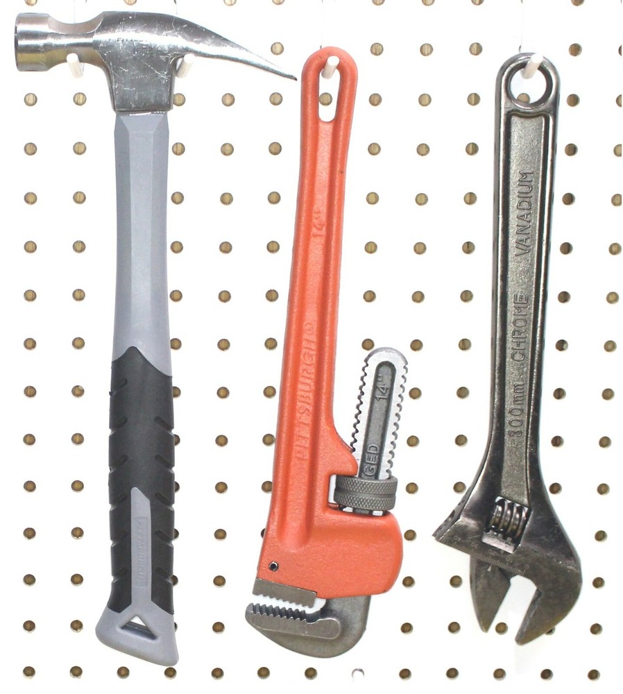 Plastic White Pegboard Wall Locking Hooks 50 J & 50 L Pack PEGBOARD NOT INCLUDED