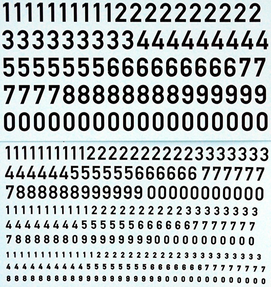 Black Numbers 1:87 Decal Decals