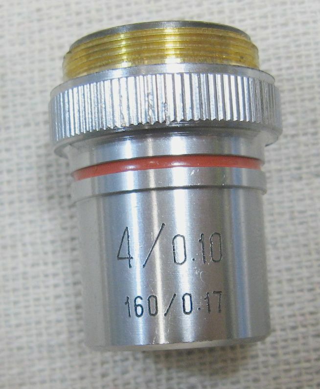 Generic Microscope Objective 4/0.10 160/0.17 Fits One-Sixty ,Student Microscope