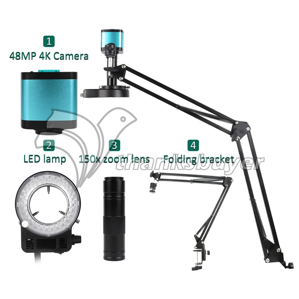HD-1605B 48MP Microscope Camera Industrial Camera HDMI & USB Outputs + Bracket