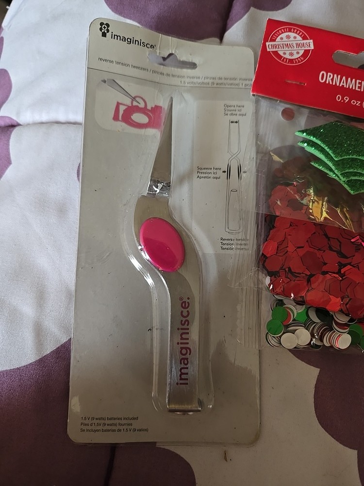 Imaginisce Reverse Grip Angled Precision Tip Tweezers & Craft Materials B53