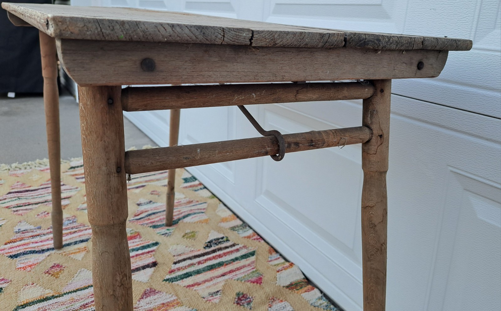 Antique Oak Folding Table No. 1 Primitive Distressed Needs Work