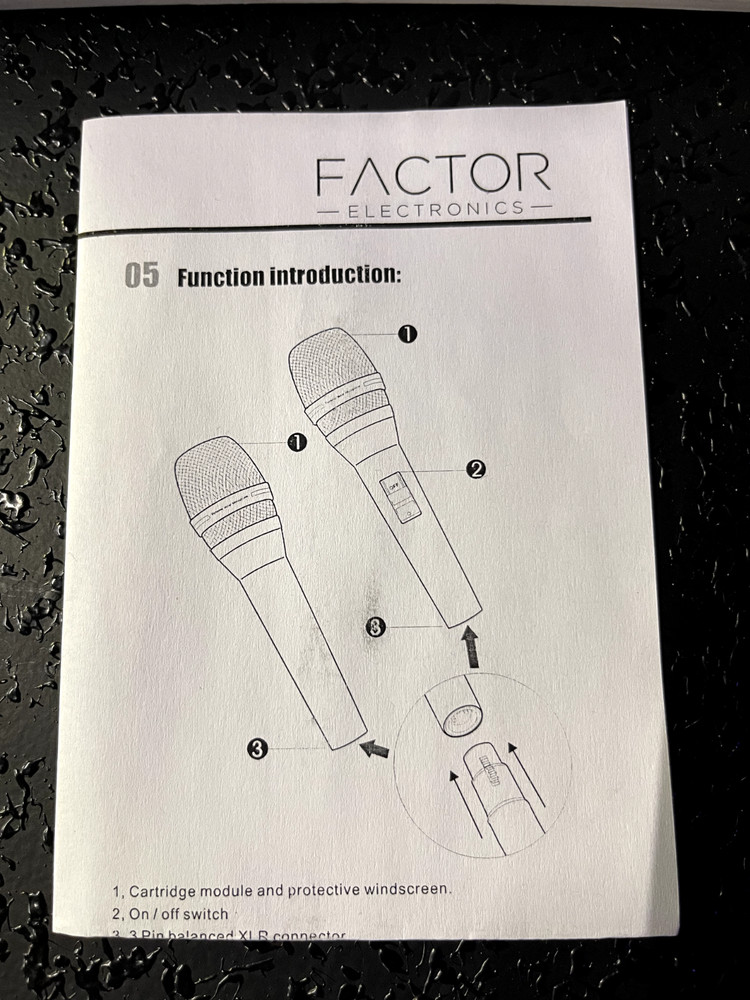 Factor Electronics DMIC-60X Dynamic Microphone w/Switch, Plus Cable & Stand Clip