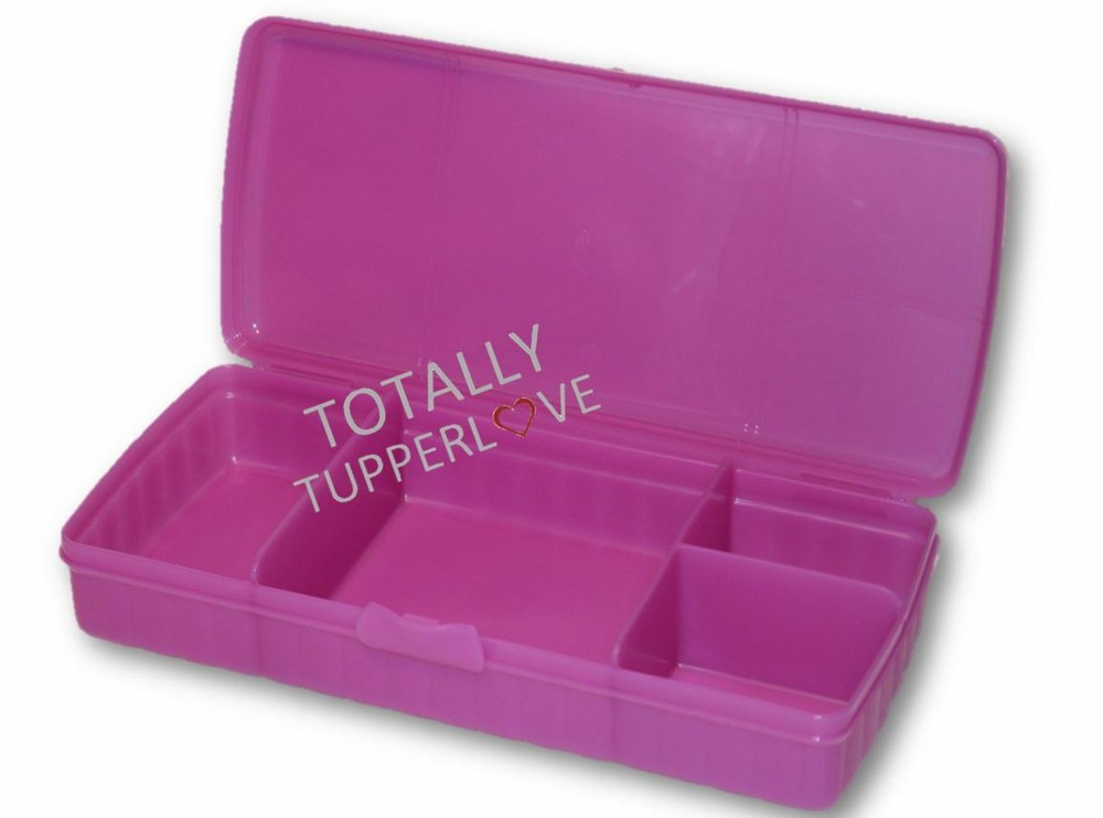 Tupperware Keeper Lunch N Things Bento Box Large Divided Rectangle Hinged Pink